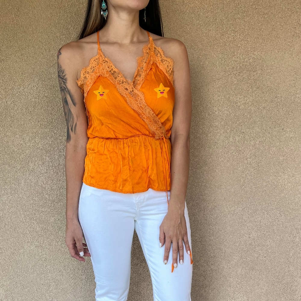 Iris Collection - Lacy Camisole tank top, orange, One size fits all